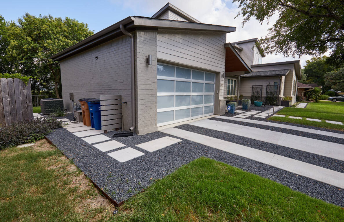 Modern concrete driveway installation in Holly Springs